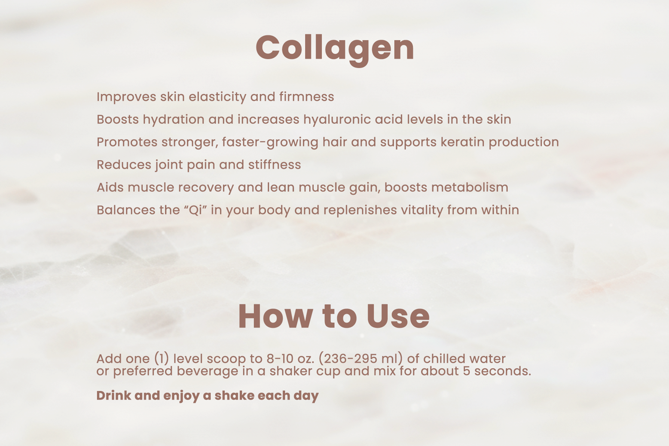 Collagen benefits and how-to-use guide for Sukina Apothecary Qi Renewal Collagen Peptides Powder.